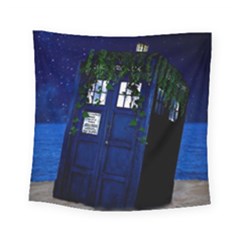 Stuck Tardis Beach Doctor Who Police Box Sci-fi Square Tapestry (small) by Cendanart