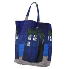 Stuck Tardis Beach Doctor Who Police Box Sci-fi Giant Grocery Tote by Cendanart