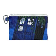 Stuck Tardis Beach Doctor Who Police Box Sci-fi Canvas Cosmetic Bag (medium) by Cendanart