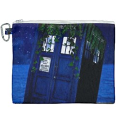 Stuck Tardis Beach Doctor Who Police Box Sci-fi Canvas Cosmetic Bag (xxxl) by Cendanart