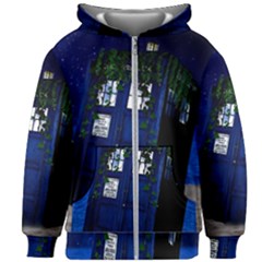 Stuck Tardis Beach Doctor Who Police Box Sci-fi Kids  Zipper Hoodie Without Drawstring by Cendanart