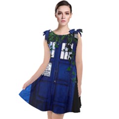 Stuck Tardis Beach Doctor Who Police Box Sci-fi Tie Up Tunic Dress by Cendanart