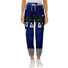 Stuck Tardis Beach Doctor Who Police Box Sci-fi Women s Cropped Drawstring Pants by Cendanart