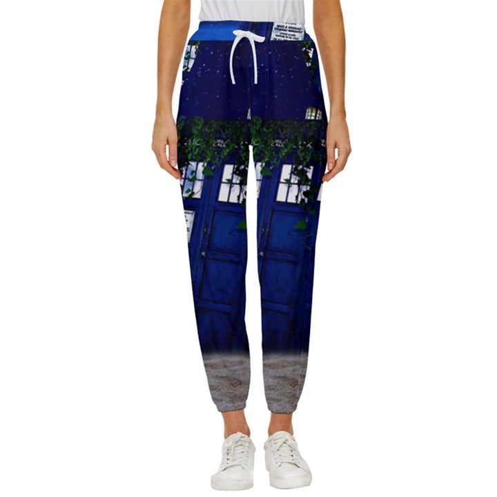 Stuck Tardis Beach Doctor Who Police Box Sci-fi Women s Cropped Drawstring Pants