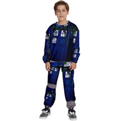 Stuck Tardis Beach Doctor Who Police Box Sci-fi Kids  Sweatshirt Set by Cendanart