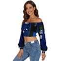 Stuck Tardis Beach Doctor Who Police Box Sci-fi Long Sleeve Crinkled Weave Crop Top View2