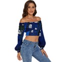 Stuck Tardis Beach Doctor Who Police Box Sci-fi Long Sleeve Crinkled Weave Crop Top View3