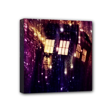 Tardis Regeneration Art Doctor Who Paint Purple Sci Fi Space Star Time Machine Mini Canvas 4  X 4  (stretched) by Cendanart