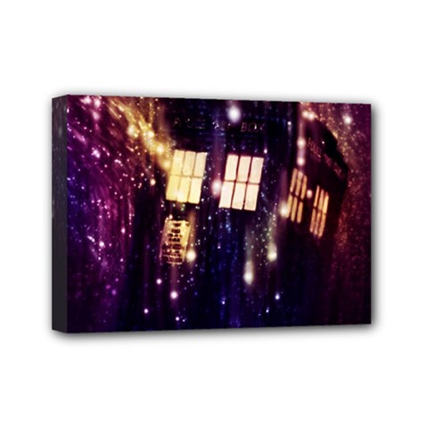 Tardis Regeneration Art Doctor Who Paint Purple Sci Fi Space Star Time Machine Mini Canvas 7  X 5  (stretched) by Cendanart