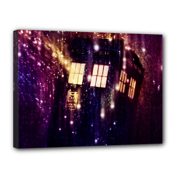 Tardis Regeneration Art Doctor Who Paint Purple Sci Fi Space Star Time Machine Canvas 16  x 12  (Stretched)