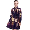 Tardis Regeneration Art Doctor Who Paint Purple Sci Fi Space Star Time Machine Long Sleeve Chiffon Shirt Dress View1