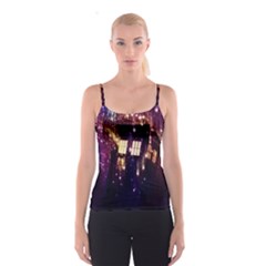 Tardis Regeneration Art Doctor Who Paint Purple Sci Fi Space Star Time Machine Spaghetti Strap Top by Cendanart