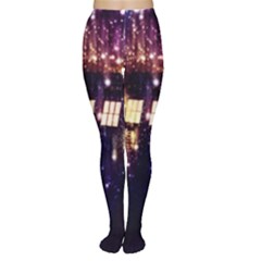 Tardis Regeneration Art Doctor Who Paint Purple Sci Fi Space Star Time Machine Tights by Cendanart