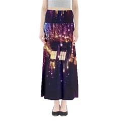 Tardis Regeneration Art Doctor Who Paint Purple Sci Fi Space Star Time Machine Full Length Maxi Skirt by Cendanart