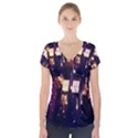 Tardis Regeneration Art Doctor Who Paint Purple Sci Fi Space Star Time Machine Short Sleeve Front Detail Top View1