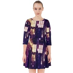 Tardis Regeneration Art Doctor Who Paint Purple Sci Fi Space Star Time Machine Smock Dress by Cendanart