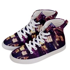 Tardis Regeneration Art Doctor Who Paint Purple Sci Fi Space Star Time Machine Women s Hi-top Skate Sneakers by Cendanart