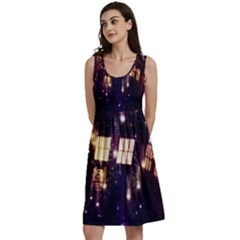 Tardis Regeneration Art Doctor Who Paint Purple Sci Fi Space Star Time Machine Classic Skater Dress by Cendanart