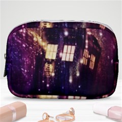 Tardis Regeneration Art Doctor Who Paint Purple Sci Fi Space Star Time Machine Make Up Pouch (small) by Cendanart