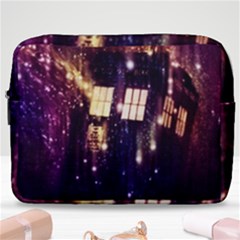 Tardis Regeneration Art Doctor Who Paint Purple Sci Fi Space Star Time Machine Make Up Pouch (large) by Cendanart