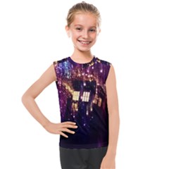 Tardis Regeneration Art Doctor Who Paint Purple Sci Fi Space Star Time Machine Kids  Mesh Tank Top by Cendanart