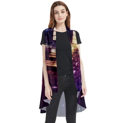 Tardis Regeneration Art Doctor Who Paint Purple Sci Fi Space Star Time Machine Sleeveless Chiffon Waistcoat Shirt by Cendanart