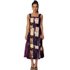 Tardis Regeneration Art Doctor Who Paint Purple Sci Fi Space Star Time Machine Square Neckline Tiered Midi Dress by Cendanart