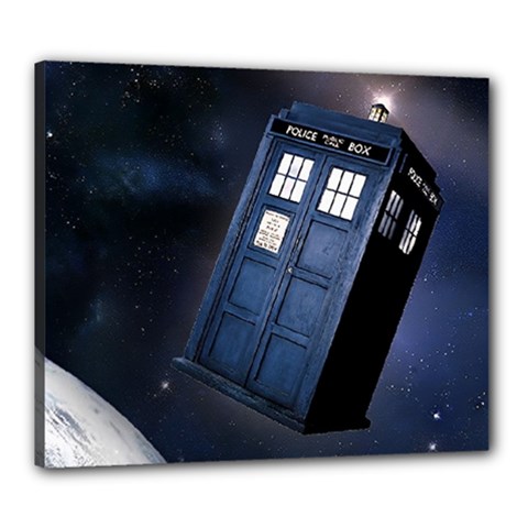 Tardis Doctor Who Planet Canvas 24  X 20  (stretched) by Cendanart