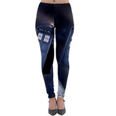 Tardis Doctor Who Planet Lightweight Velour Leggings by Cendanart