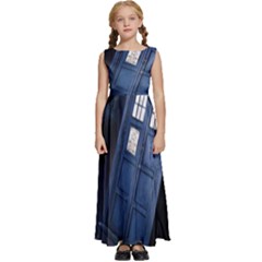 Tardis Doctor Who Planet Kids  Satin Sleeveless Maxi Dress by Cendanart