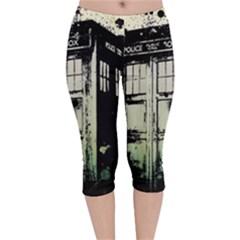 Doctor Who Tardis Velvet Capri Leggings  by Cendanart