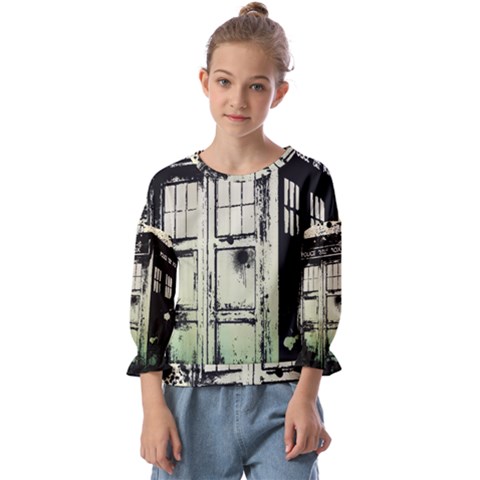 Doctor Who Tardis Kids  Cuff Sleeve Top by Cendanart