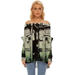 Doctor Who Tardis Off Shoulder Chiffon Pocket Shirt by Cendanart