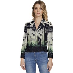 Doctor Who Tardis Women s Long Sleeve Revers Collar Cropped Jacket by Cendanart