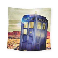 Tardis Wilderness Doctor Who Square Tapestry (small) by Cendanart