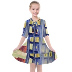 Tardis Wilderness Doctor Who Kids  All Frills Chiffon Dress by Cendanart