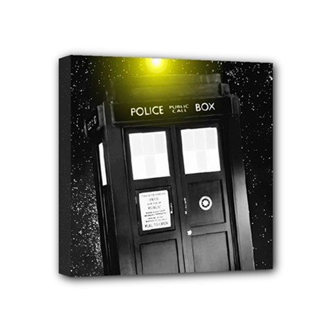 Doctor Who Space Tardis Mini Canvas 4  X 4  (stretched) by Cendanart