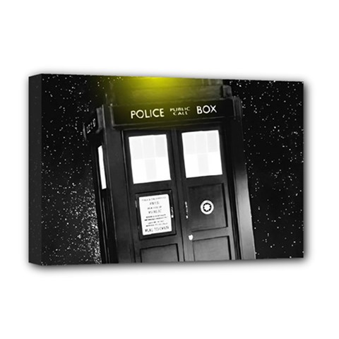 Doctor Who Space Tardis Deluxe Canvas 18  X 12  (stretched) by Cendanart