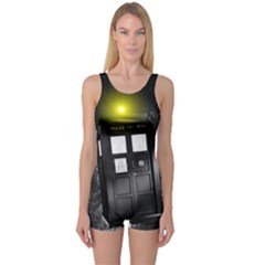 Doctor Who Space Tardis One Piece Boyleg Swimsuit by Cendanart