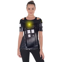 Doctor Who Space Tardis Shoulder Cut Out Short Sleeve Top by Cendanart