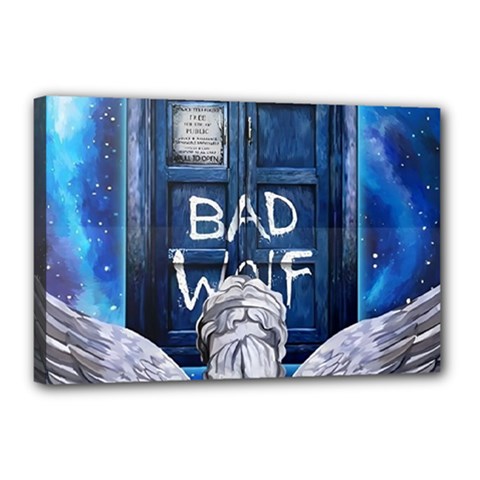 Doctor Who Adventure Bad Wolf Tardis Canvas 18  X 12  (stretched) by Cendanart