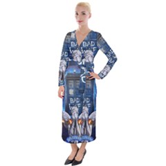 Doctor Who Adventure Bad Wolf Tardis Velvet Maxi Wrap Dress by Cendanart