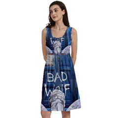 Doctor Who Adventure Bad Wolf Tardis Classic Skater Dress by Cendanart