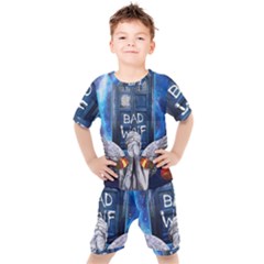 Doctor Who Adventure Bad Wolf Tardis Kids  T-shirt And Shorts Set by Cendanart