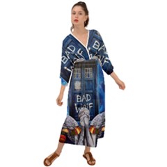 Doctor Who Adventure Bad Wolf Tardis Grecian Style  Maxi Dress by Cendanart