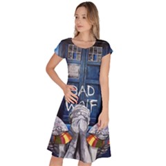 Doctor Who Adventure Bad Wolf Tardis Classic Short Sleeve Dress by Cendanart