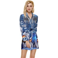 Doctor Who Adventure Bad Wolf Tardis Long Sleeve Satin Robe by Cendanart