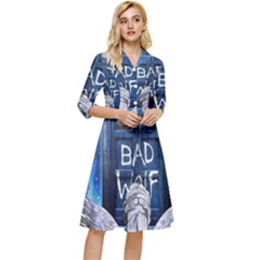 Doctor Who Adventure Bad Wolf Tardis Classy Knee Length Dress by Cendanart