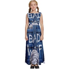 Doctor Who Adventure Bad Wolf Tardis Kids  Satin Sleeveless Maxi Dress by Cendanart