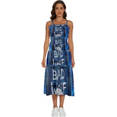 Doctor Who Adventure Bad Wolf Tardis Sleeveless Shoulder Straps Boho Dress by Cendanart